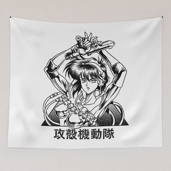 Item preview, Motoko Ghost action anime in the shell art black and white designed and sold by LongLisa.