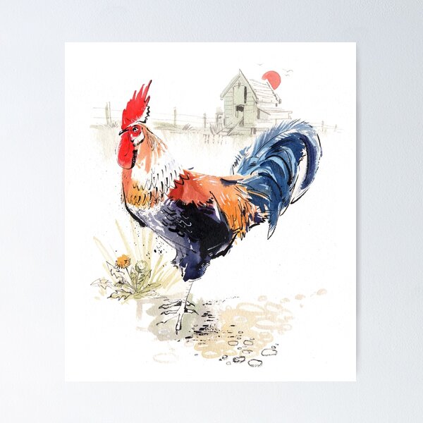 Item preview, Cockerel in farmyard designed and sold by Gary Wing.
