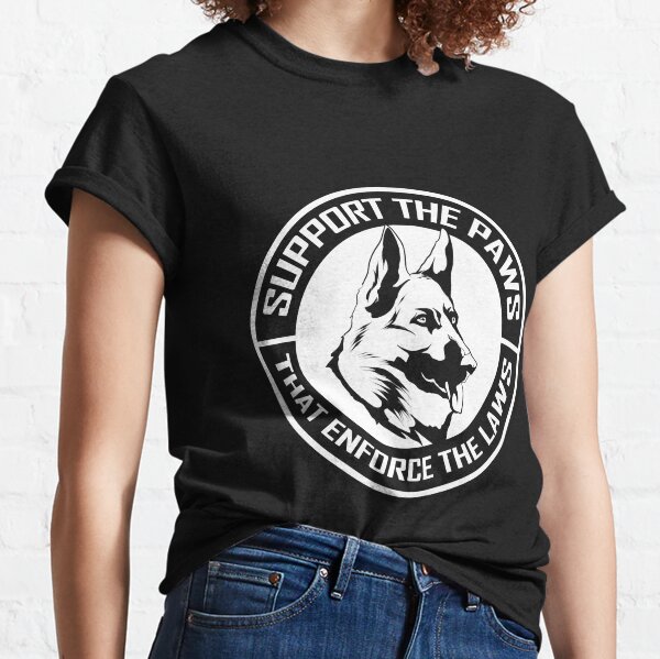 T-Shirt mit Aufdruck K9 Malinois Diensthundeführer DHF Polizei schwarz Gr S-XXL 