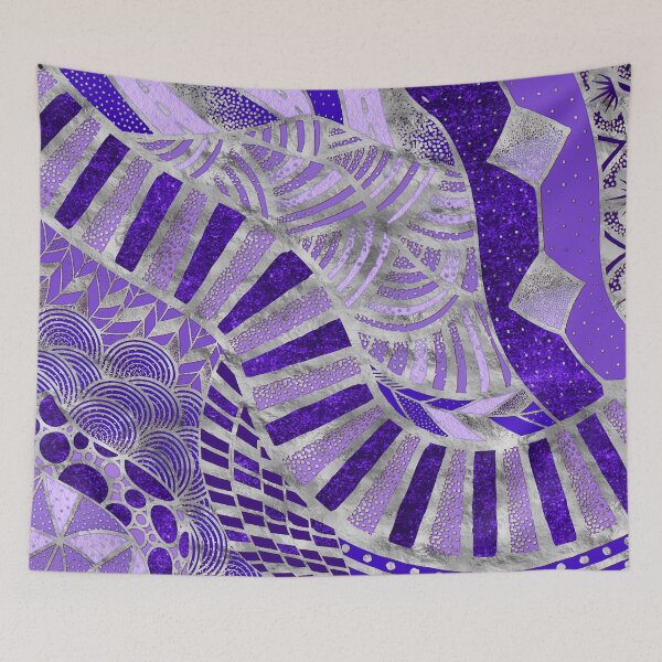 Item preview, Ethic Tribal Ornament - Purples and silver designed and sold by k9printart.