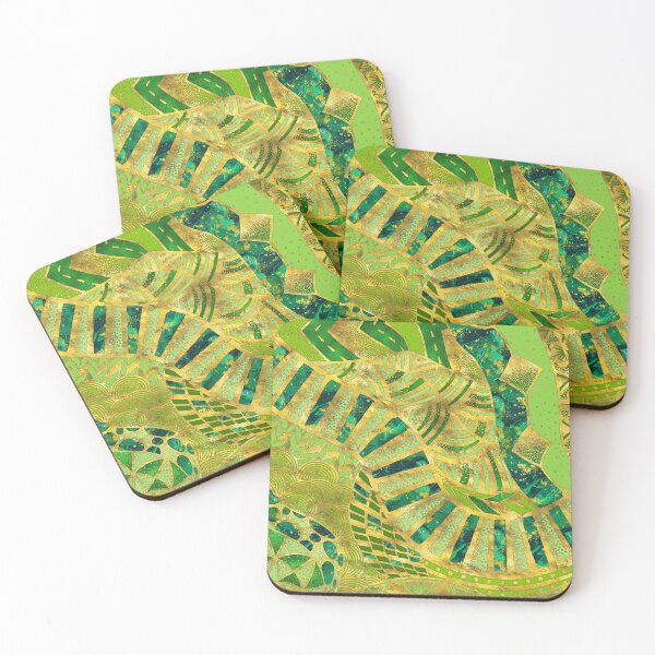 Artikelvorschau, Ethisches Stammes-Ornament - Grün und Gold entworfen und verkauft von k9printart.