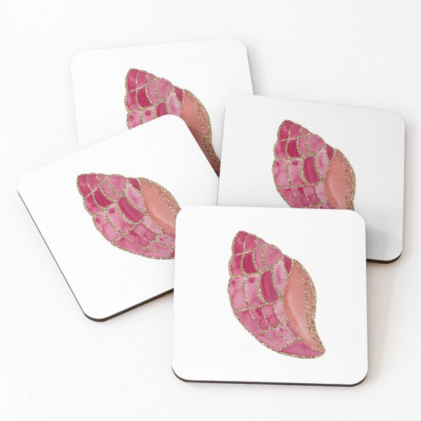 Item preview, Pink Glittery Watercolor Shells designed and sold by CarrieBrose.