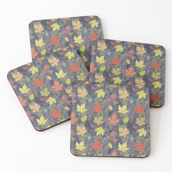 Item preview, Floral pattern, yellow and orange leaves on a gray background. designed and sold by UVI-CA.