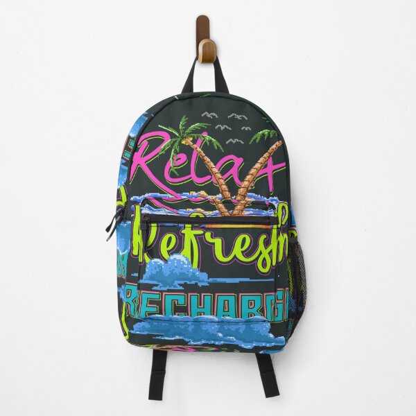 Item preview, Pixel Art Vector Illustration Sunset Sky Palm Tree Beach with 80s Typography Color Style designed and sold by Peekonet.