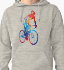 Woman triathlon cycling 06 Pullover Hoodie