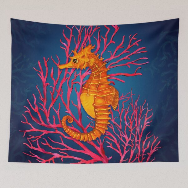 Item preview, Seahorse and Red Fan Coral  designed and sold by k9printart.