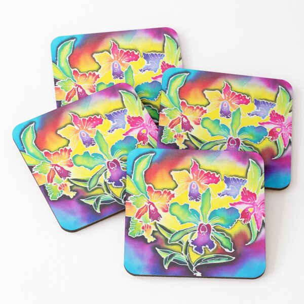 Item preview, Modern batik orchid pattern with bright colors  designed and sold by wonderisland.