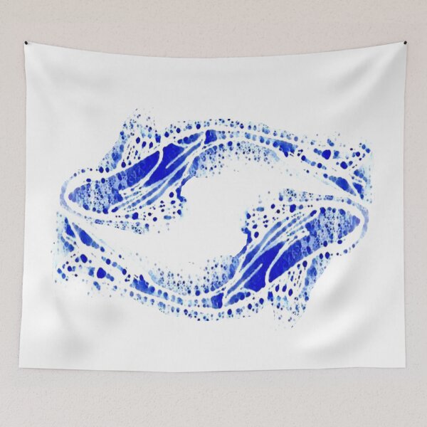 Item preview, fish, blue on white, zodiac constellation, monochrome, minimalism, designed and sold by Maria Mihailova.
