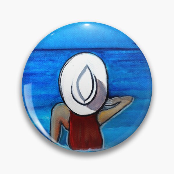 Item preview, Summer Fun Lady with hat on the beach Painting designed and sold by artbymanjiri.