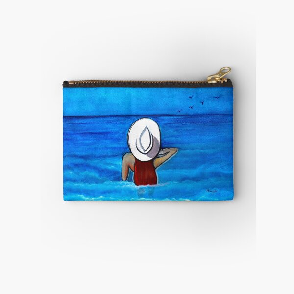 Item preview, Summer Fun Lady with hat on the beach Painting designed and sold by artbymanjiri.