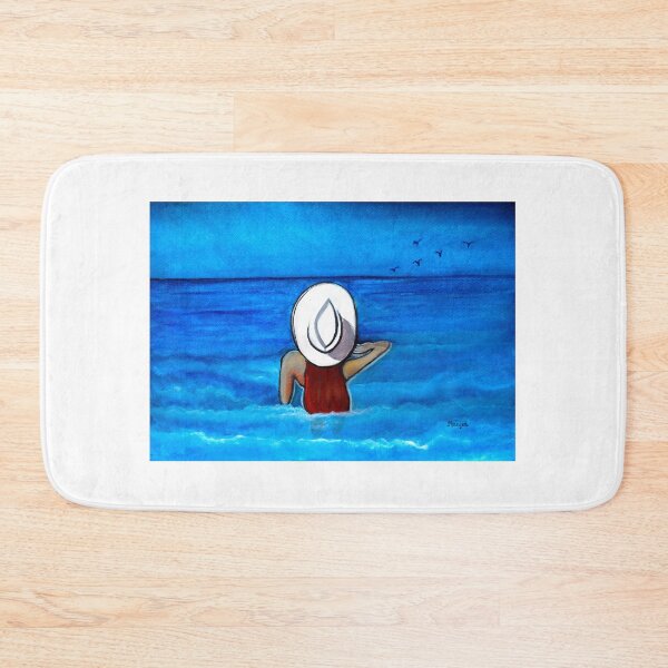 Item preview, Summer Fun Lady with hat on the beach Painting designed and sold by artbymanjiri.