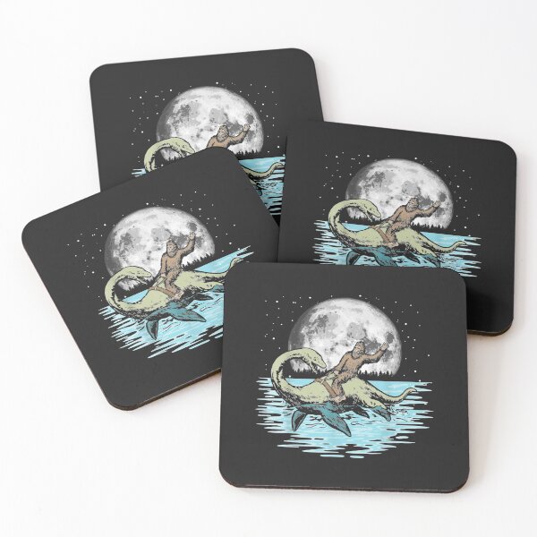 Item preview, Funny Bigfoot Riding Nessie Loch Ness Monster  Full Moon designed and sold by lelaedna.