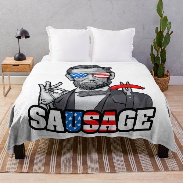 Item preview, Abraham Lincoln 4th Of July Funny OK Sausage BBQ USA Flag designed and sold by GrandeDuc.
