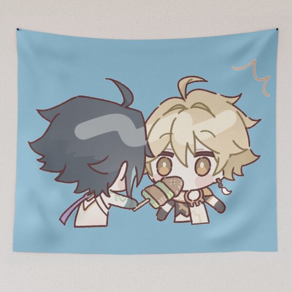 Item preview, Genshin Impact Chibi Xiao and Aether  designed and sold by NewEraMutant.
