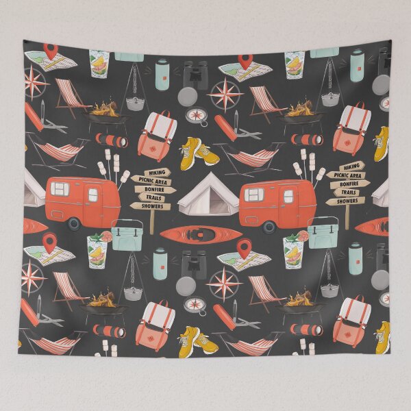 Item preview, Hiking partner Camping in trailer adventure print  designed and sold by Milatoo.