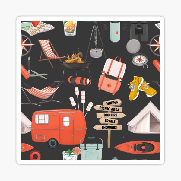 Hiking partner Camping in trailer adventure print Sticker