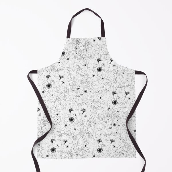 Item preview, flowers line drawing pattern black and white designed and sold by ColorandColor.
