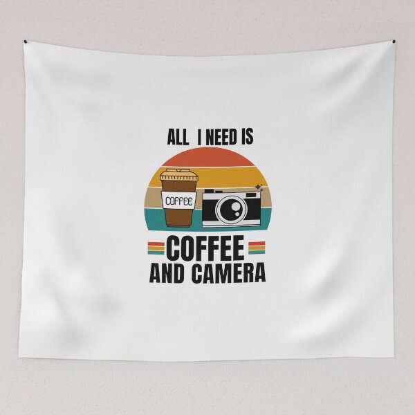 Item preview, ALL I NEED IS COFFEE AND CAMERA designed and sold by DIDAKU.