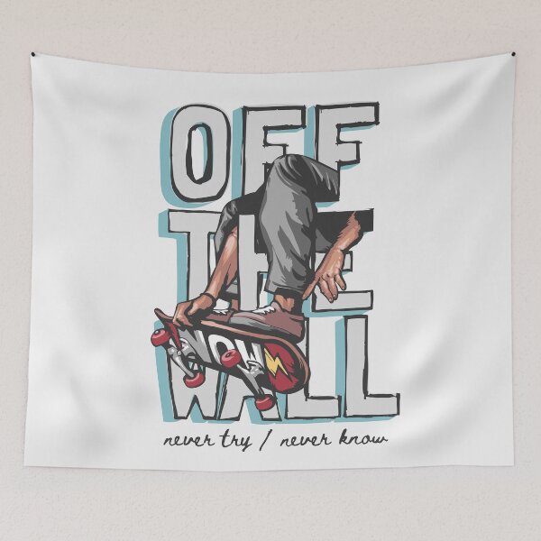Item preview, Off Wall Slogan with Skateboard Player Graphic Illustration designed and sold by Peekonet.