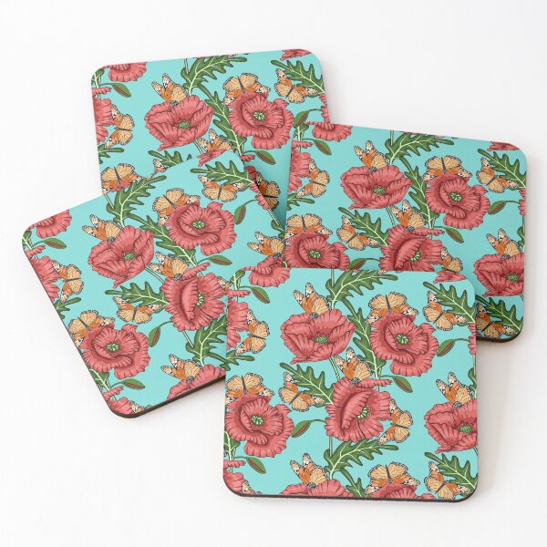 Item preview, Patrón de amapolas y mariposas designed and sold by Ayesha Saleem.