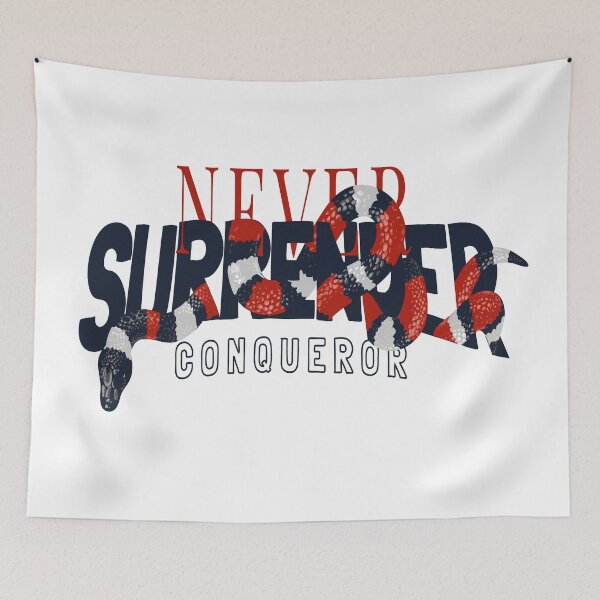 Item preview, Never Surrender Slogan with Snake Graphics Illustration designed and sold by Peekonet.