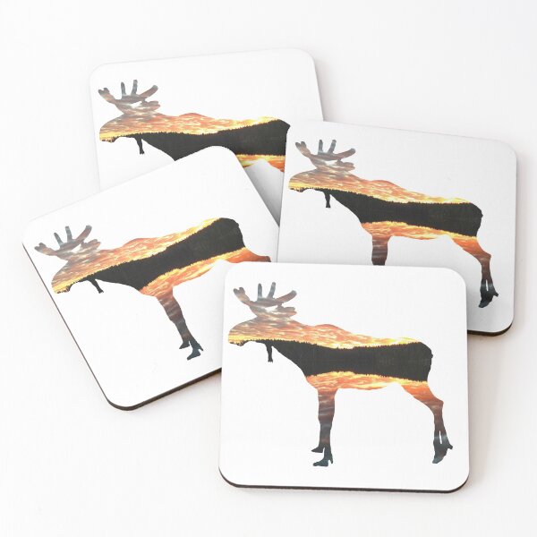 Item preview, Moose silhouette sunset at the lake designed and sold by Pauletart.