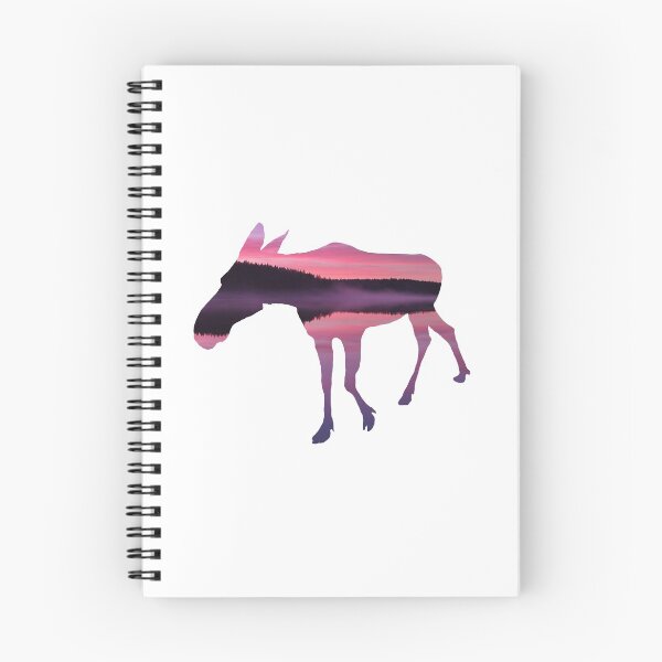 Item preview, Female Moose (cow) silhouette pink sunset at the lake designed and sold by Pauletart.