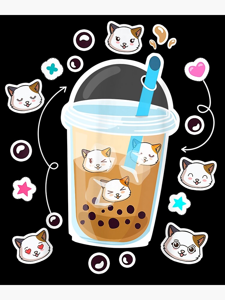 Cat Boba Tea Bubble Tea Anime Kawaii Neko Funny Cat Boba Tea