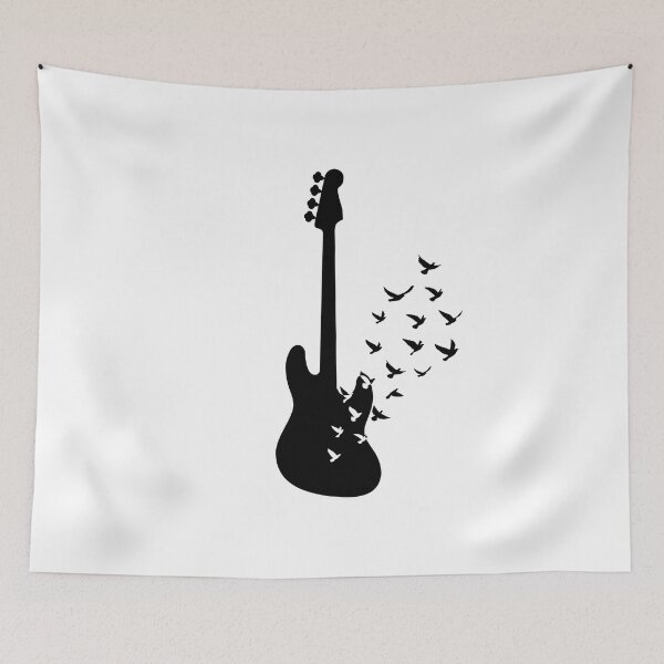 Item preview, Bass Guitar Silhouette Turning Into Birds designed and sold by nightsworthy.