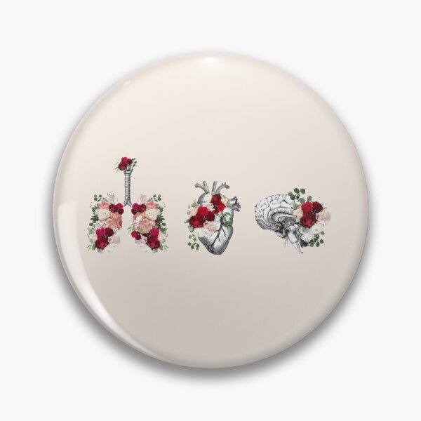 Item preview, Heart, brain and lungs, floral anatomy with roses and flowers, art and anatomy with botanical elements designed and sold by Collagedream.