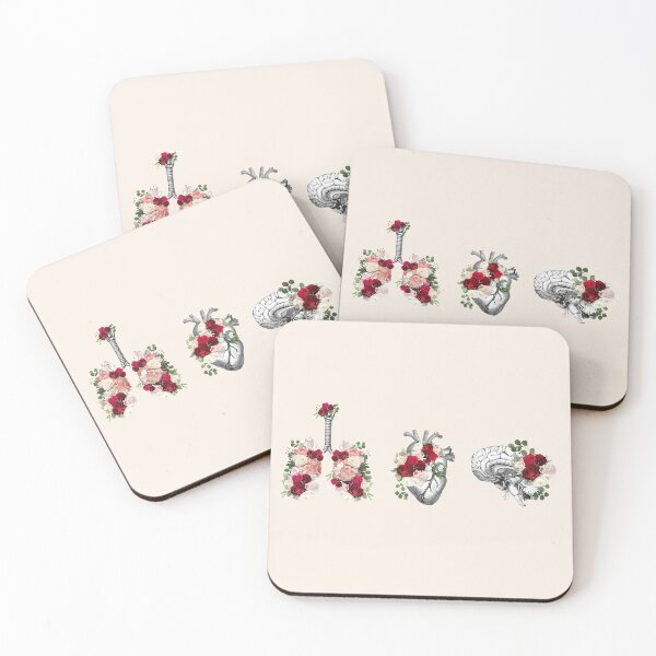 Item preview, Heart, brain and lungs, floral anatomy with roses and flowers, art and anatomy with botanical elements designed and sold by Collagedream.