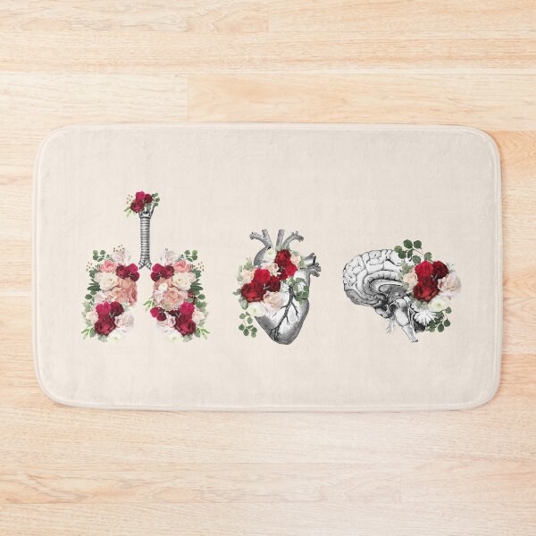 Item preview, Heart, brain and lungs, floral anatomy with roses and flowers, art and anatomy with botanical elements designed and sold by Collagedream.