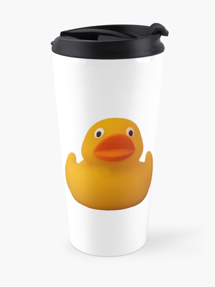 Alternate view of Photograph of a rubber duck against a plain background Travel Coffee Mug