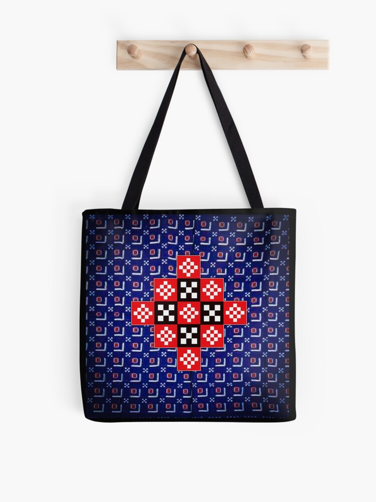 Indian Famous Sambalpuri Style Design In Blue u0026 Red. . Tote Bag for Sale  by SuvrasaiMerch | Redbubble