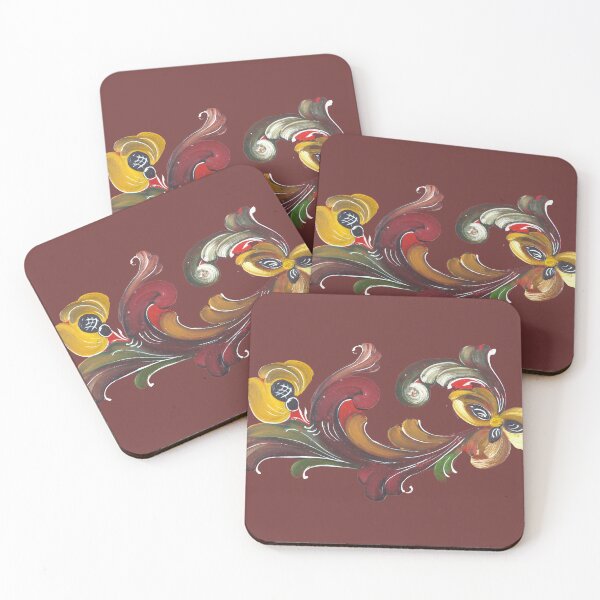 Item preview,  Fabulous rosemaling design on a red background designed and sold by Amalzaki.
