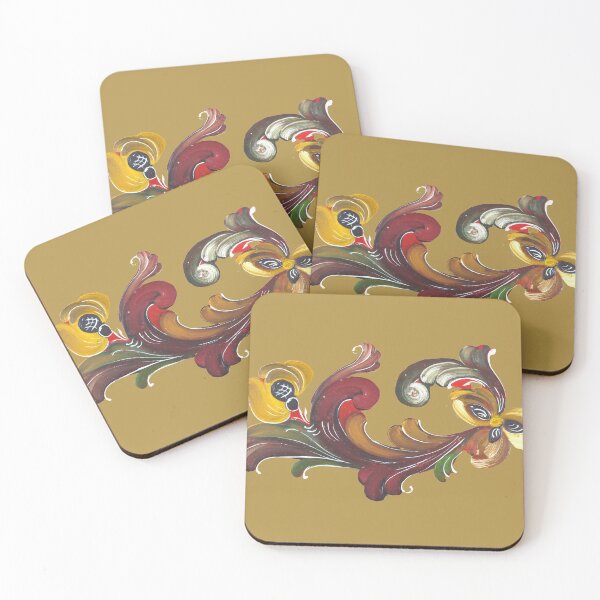 Item preview, Fabulous rosemaling design on a yellow background designed and sold by Amalzaki.