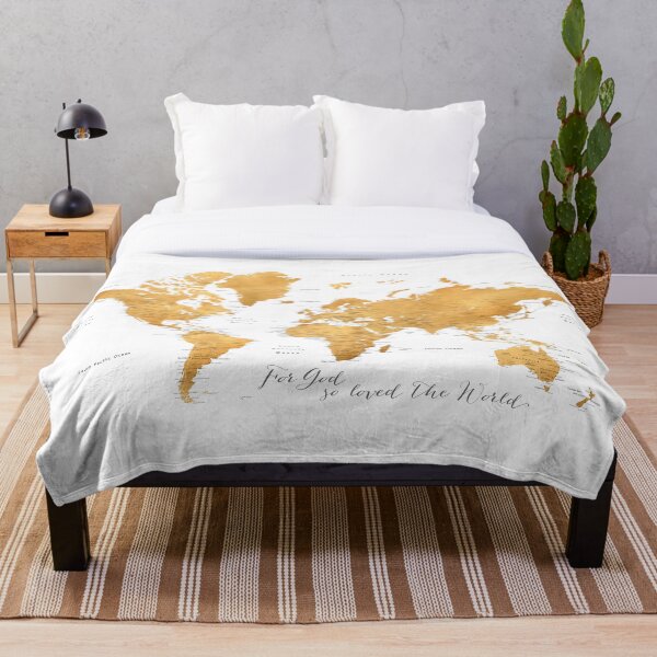 Item preview, For God so loved the world, world map in ochre designed and sold by blursbyai.