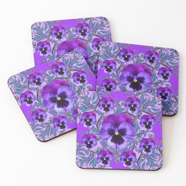 Item preview, ABSTRACT PURPLE PANSY TEAL GARDEN PATTERN ART  designed and sold by sharlesart.