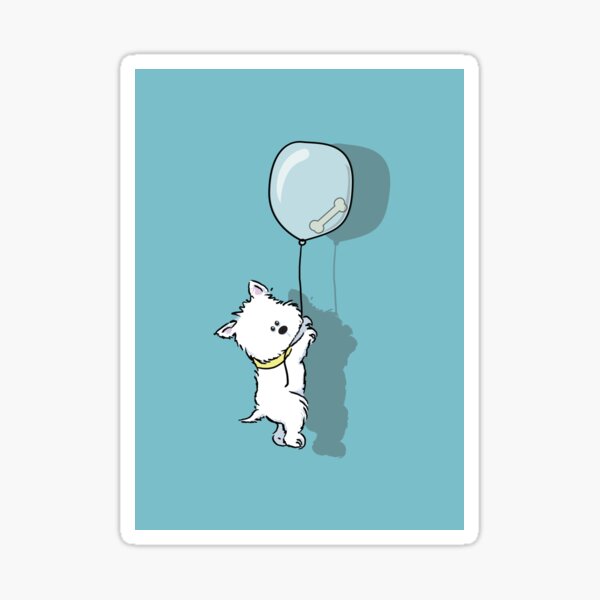 Westie Hangs on for that Bone Sticker