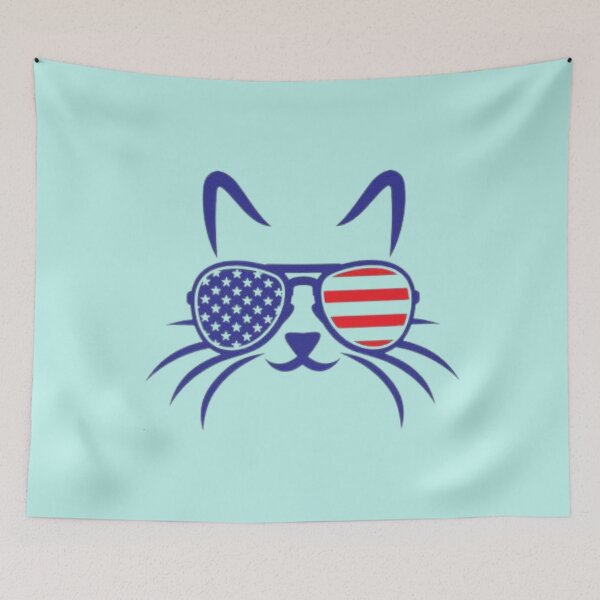 Item preview, Vintage USA flag Cat face Illustration  designed and sold by garniturex.