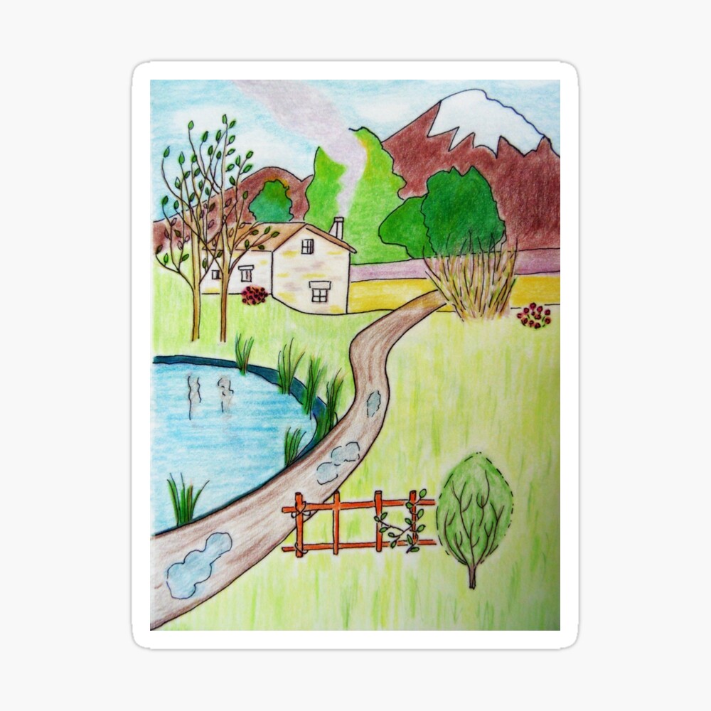 HOW TO DRAW SCENERY DRAWING WITH DUCK|HOW TO DRAW SIMPLE LANDSCAPE SCENE...  | Art drawings for kids, Easy cartoon drawings, Kids drawing projects