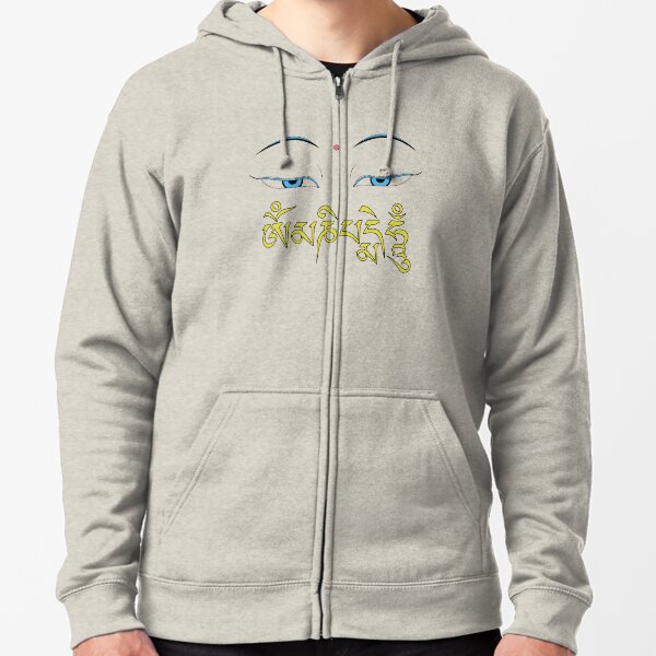 Om Mani Padme Hum Buddha Eyes Zipped Hoodie
