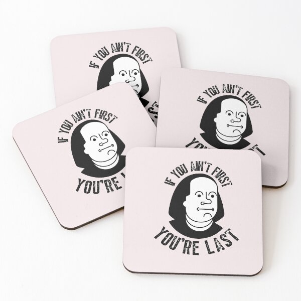 Item preview, Vintage If you ain't first you are last ben franklin typography and illustration  designed and sold by garniturex.