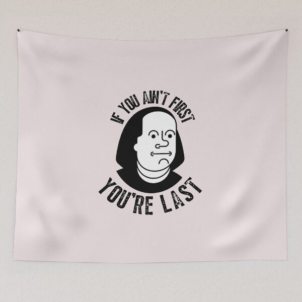 Item preview, Vintage If you ain't first you are last ben franklin typography and illustration  designed and sold by garniturex.