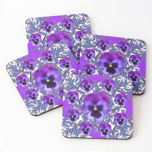 Item preview, WHITE ART PURPLE PANSY FLOWER FLORAL ABSTRACT PATTERNS designed and sold by sharlesart.