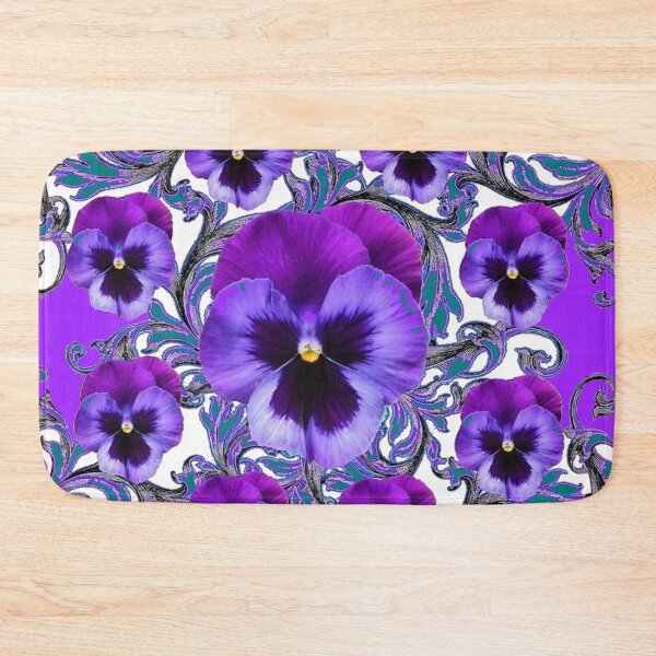 Item preview, WHITE ART PURPLE PANSY FLOWER FLORAL ABSTRACT PATTERNS designed and sold by sharlesart.