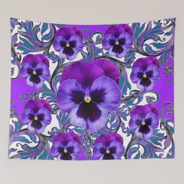 Item preview, WHITE ART PURPLE PANSY FLOWER FLORAL ABSTRACT PATTERNS designed and sold by sharlesart.