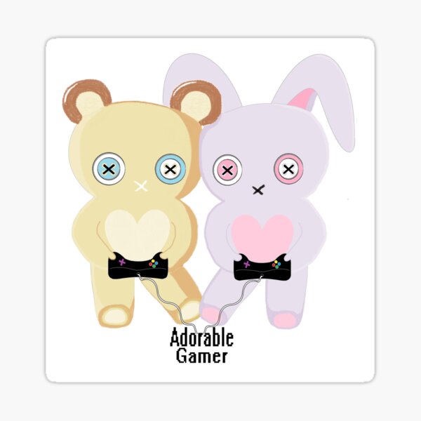 Adorable Gamer ~ Teddy & Bunny Sticker