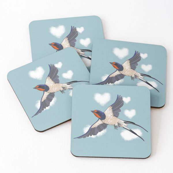 Item preview, Swallows in flight, clouds, sky, hearts, birds, swallow pattern. designed and sold by Naty Design Prague.