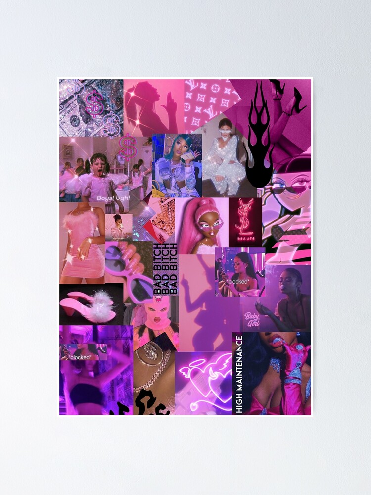 HOT PINK Girl Aesthetic Collage  Poster for Sale by reannyn